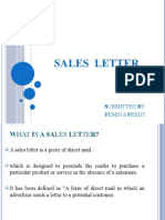 Sales Letter: Submitted by Femina Fredy