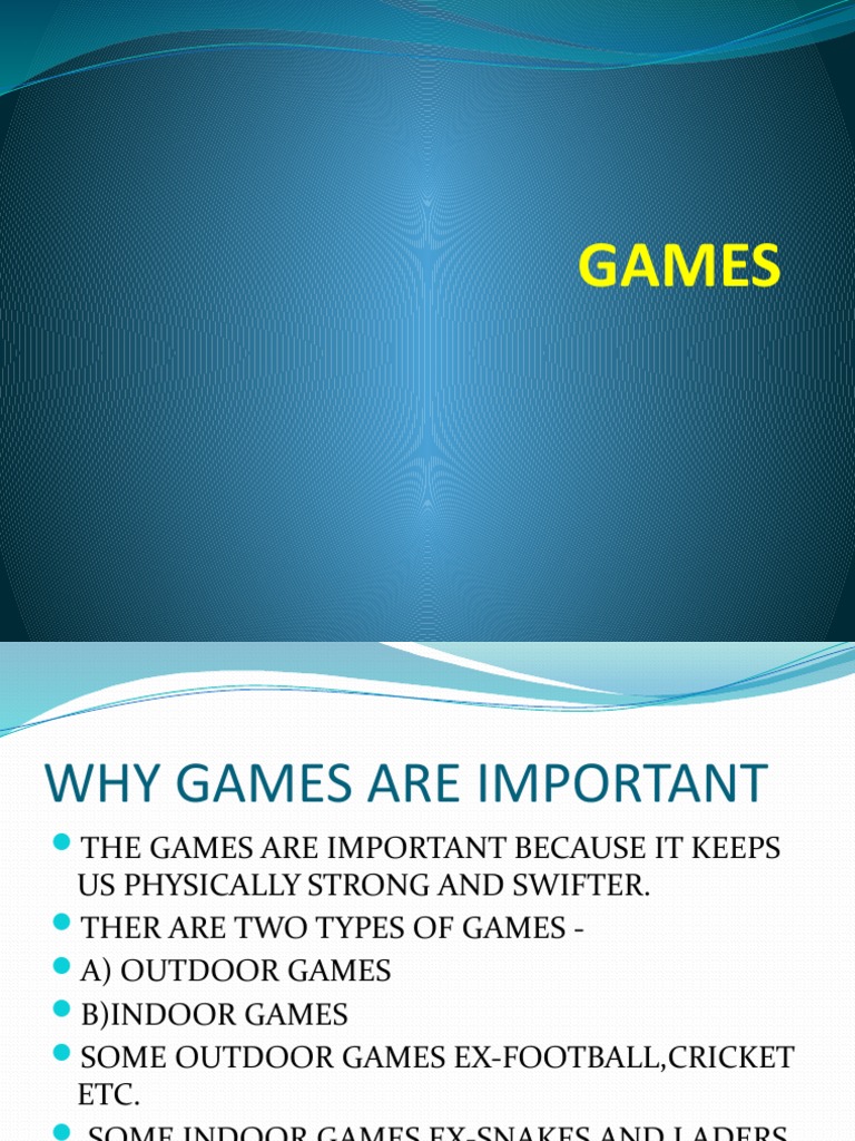 Importance of Indoor and Outdoor Games | PDF