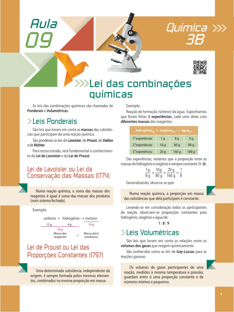 Leis Ponderais na Química | PDF | Reações químicas | Combustão