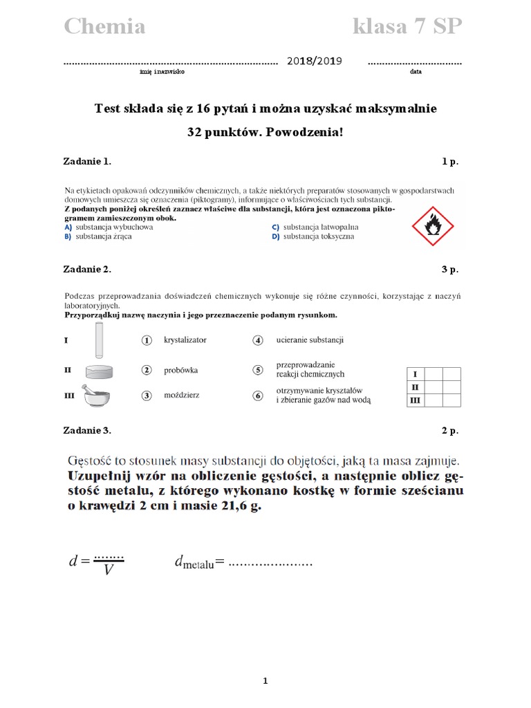 Chemia Klasa 7 Dzial 2