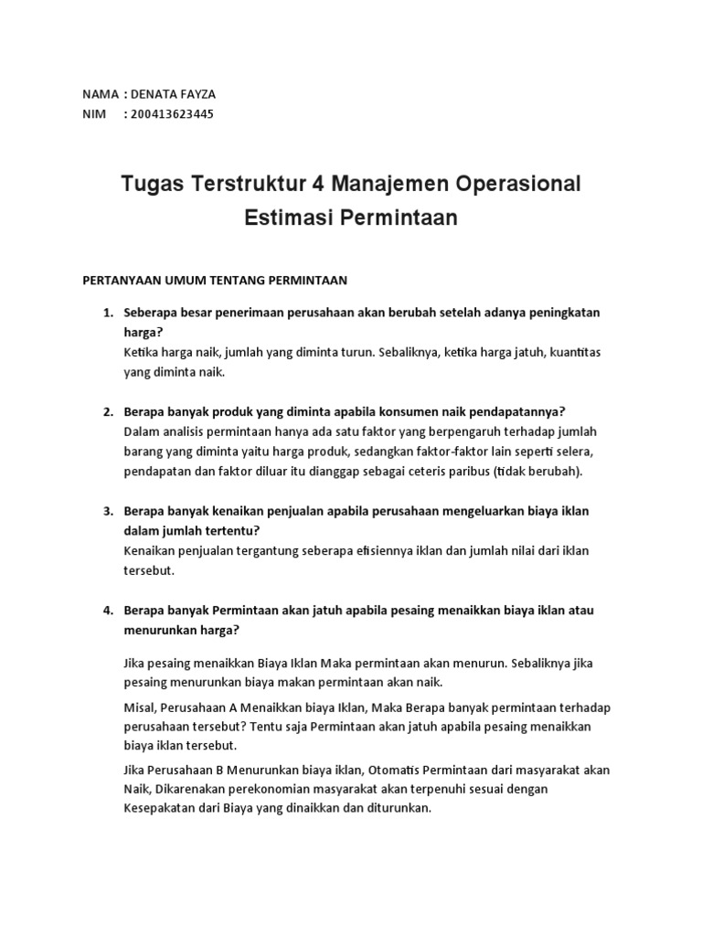 Analisis Permintaan oleh Denata Fayza | PDF