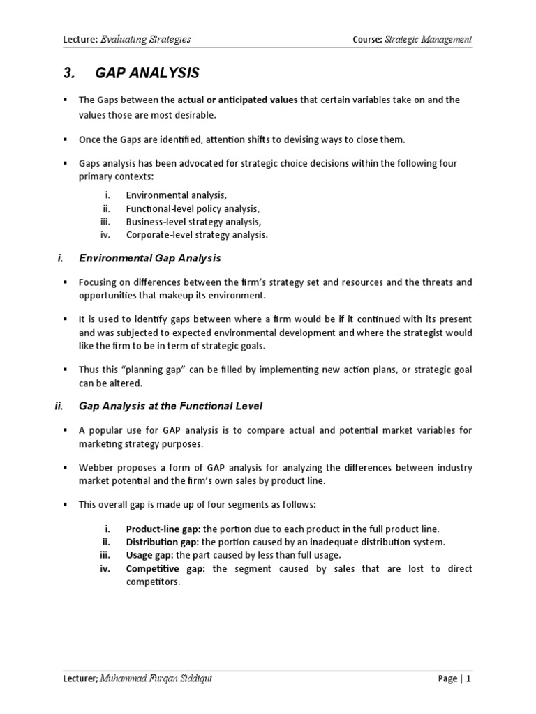 Gap Analysis in Strategic Management | PDF | Strategic Management ...