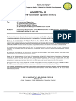 Advisory No. 40 (CV-CHD Vaccination Operation Center) : Cagayan Valley Center For Health Development