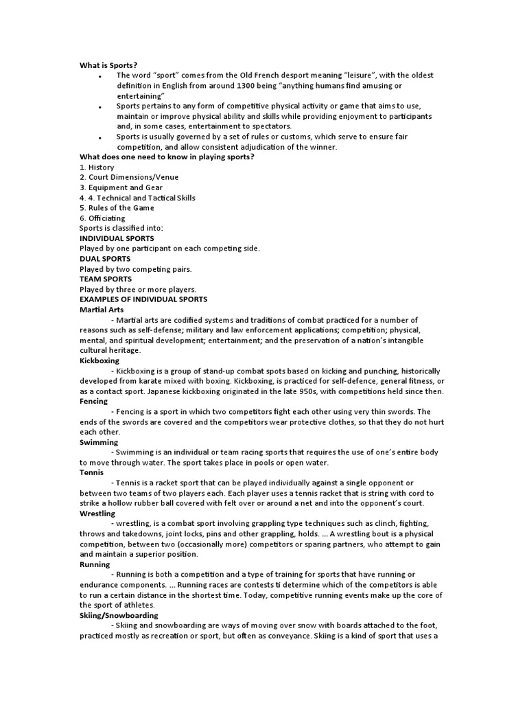 Understanding Dual Sports and Examples | PDF | Sports | Physical Fitness