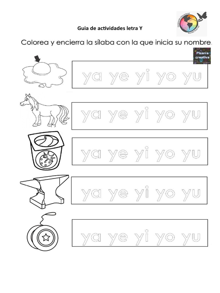 Guia de Actividades Letra Y | PDF