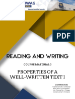 RW - CM 3 - Properties of A Well-Written Text I