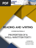 RW - CM 3 - Properties of A Well-Written Text I