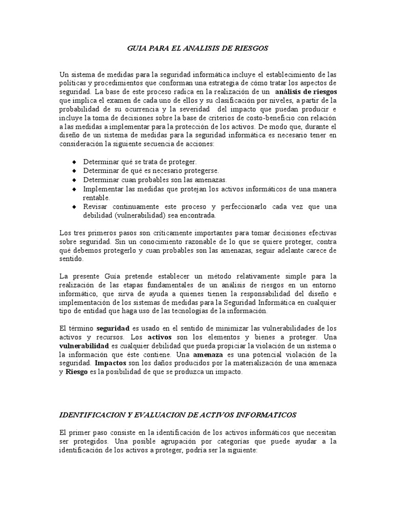 Guia para El Análisis de Riesgo | PDF | La seguridad informática ...