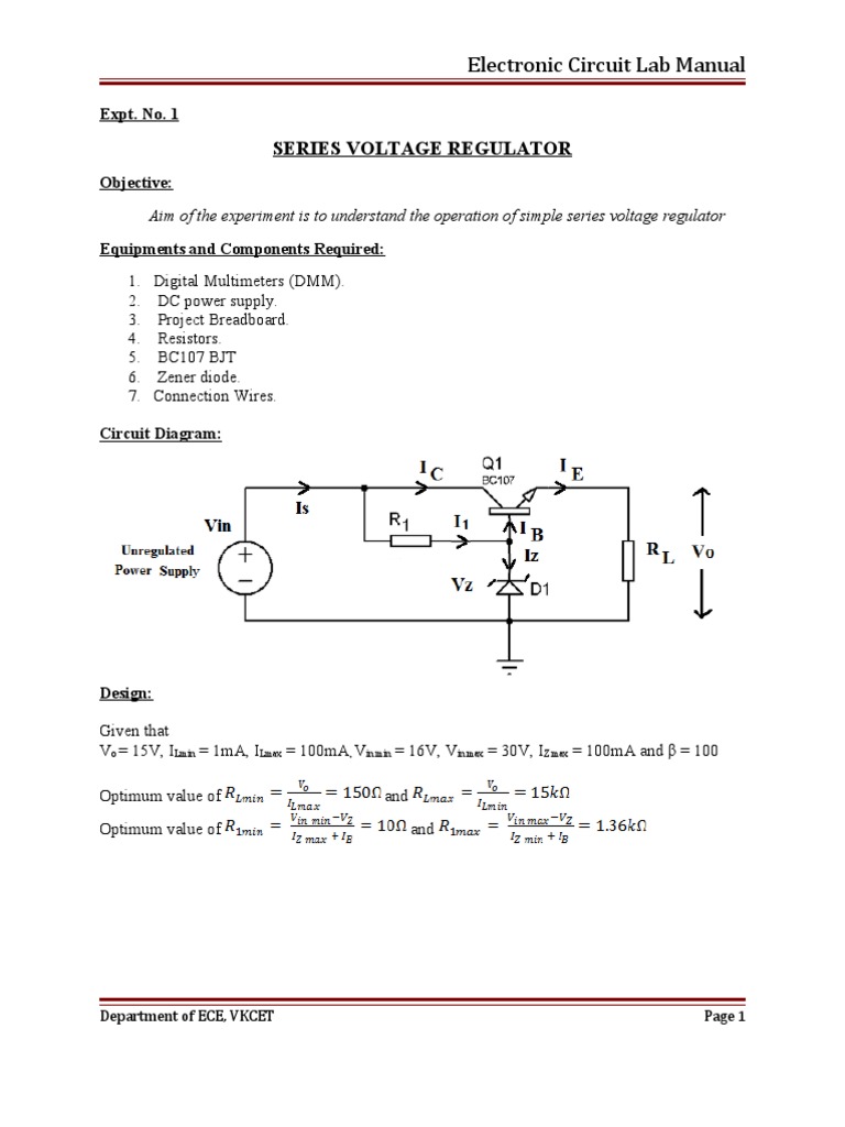 EC Lab Manual (08.407) Amplifier Electronic Circuits