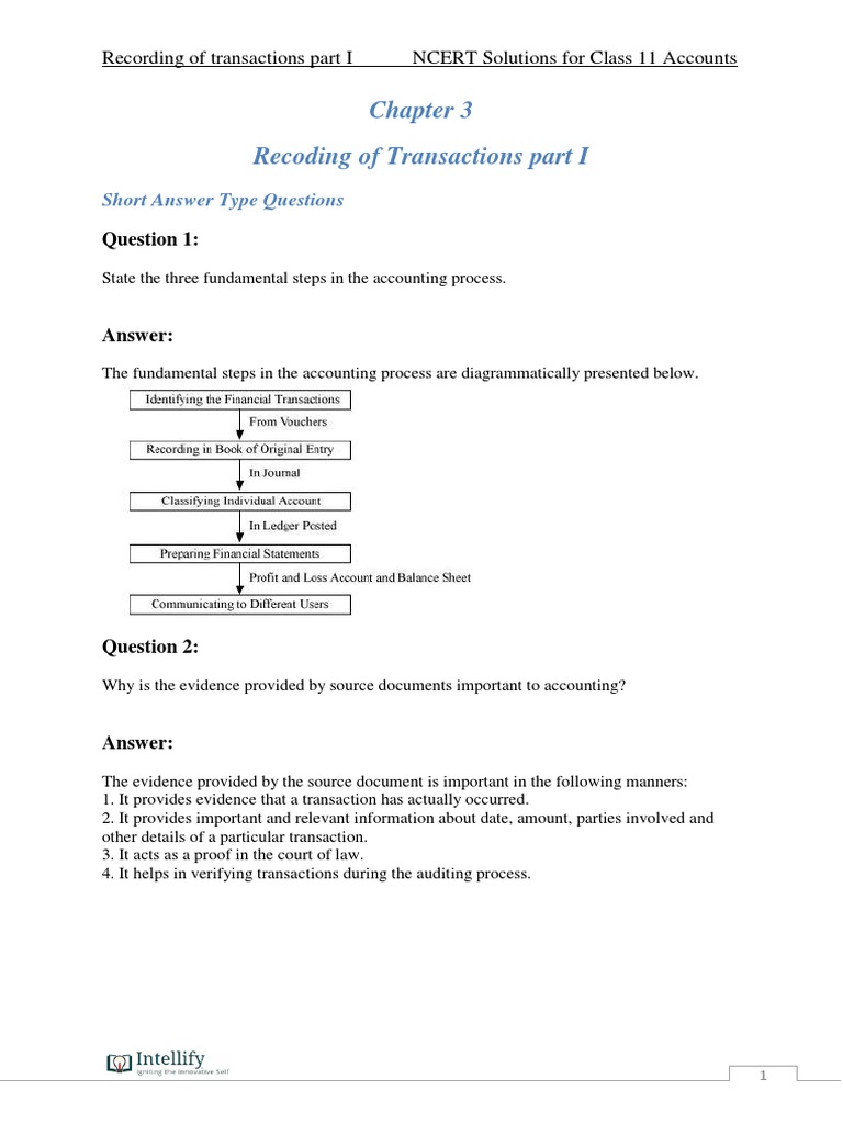 Accounting Transactions: NCERT Class 11 | PDF | Debits And Credits ...