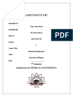 Assignment # 01: 7 Semester Department of Chemical Engineering