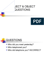Subject Object Questions