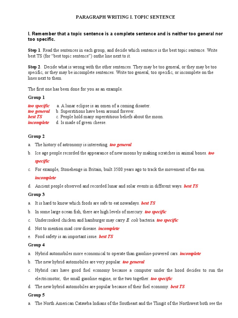 Practice With Topic Sentence Basic PDF Volcano Spacecraft