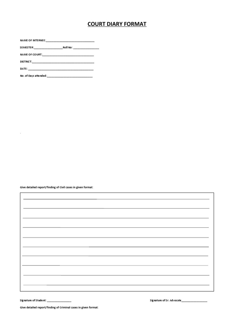 Court Diary Format for Law Students | PDF
