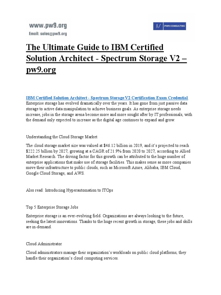 The Ultimate Guide To IBM Certified Solution Architect - Spectrum ...