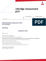 Preliminary English Test For Schools Reading Sample Test: Instructions To Candidates