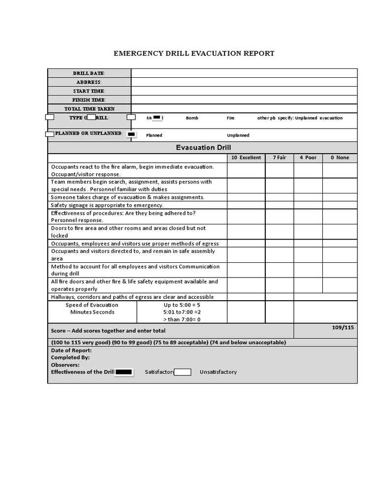 Evacuation Drill Report | PDF