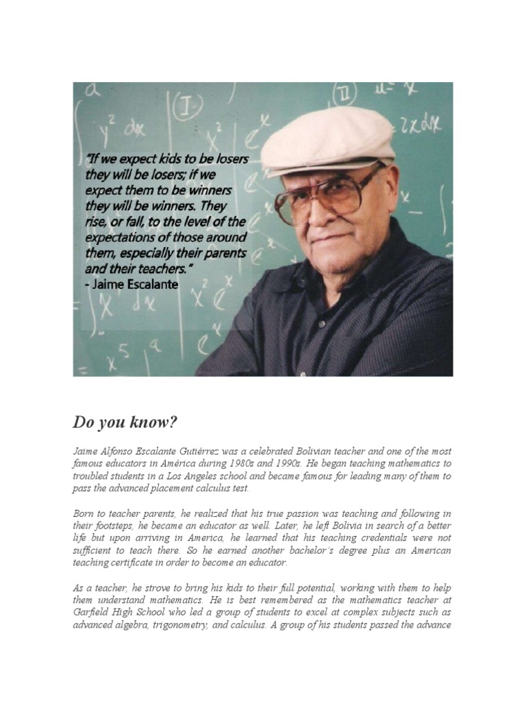 Jaime Escalante | PDF | Teaching | Learning, image size:768x1024