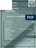 University of Zakho Faculty of Science Computer Department Second Stage Ambiguity in Compatibility Theory