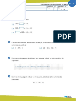 Adição, subtração e propriedades da divisão em miniteste de matemática