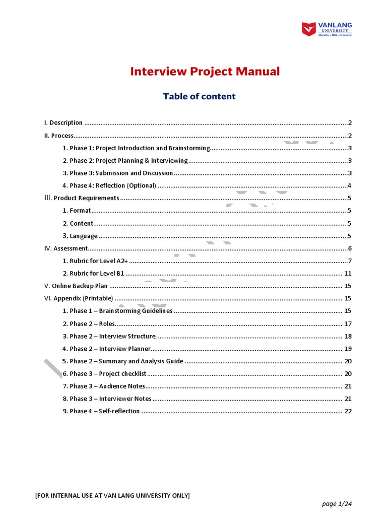 Interview Project Manual for Students | PDF | Interview | Nonverbal ...