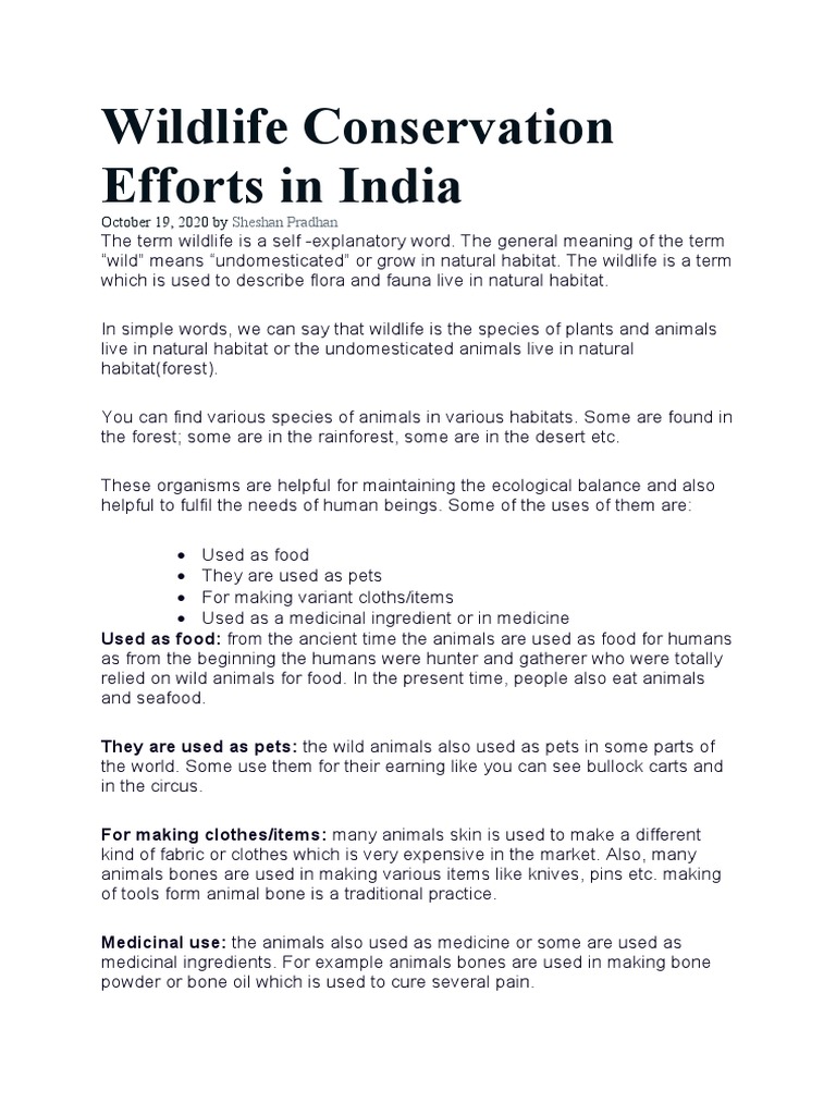 Wildlife Conservation Efforts in Indi1 | Download Free PDF ...