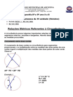 8º e 9º Ano A e B - Relações Métricas Referentes À Circunferência