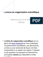 La Vulgarisation Scientifique Mélodie - PPTX Version 1