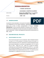 Memoria Sanitaria - Vivienda Juan Manuel Chumpitaz Calderon