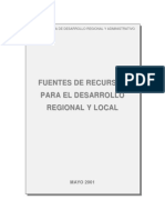 Fuentes de Recursos para El Desarrollo Regional y Local