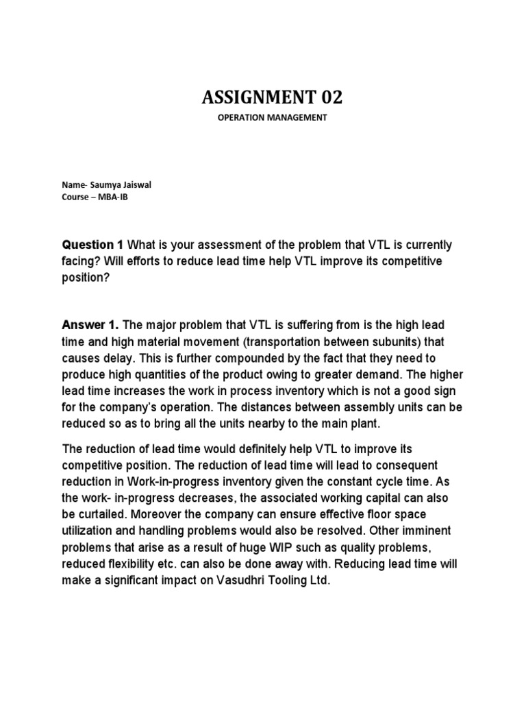 Operation Management ASSIGNMENT 02 | PDF | Inventory | Printed Circuit ...