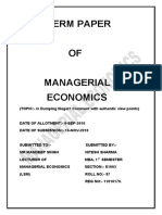 Is Dumping Illegal? Analysis of Authentic Viewpoints on Managerial Economics Term Paper