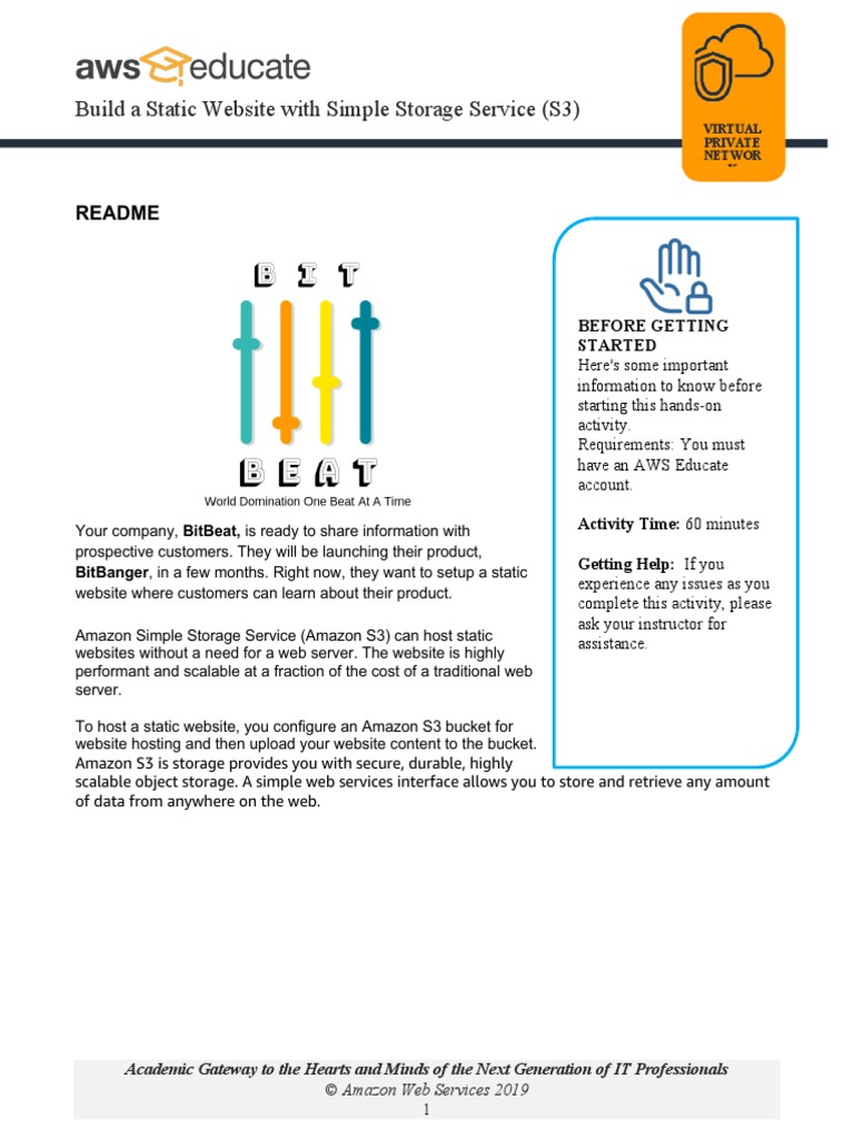 Build A Static Website With Amazon S3 Activity | PDF | Websites | Software