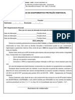 Ficha de Entrega de Equipamentos Proteção Individual