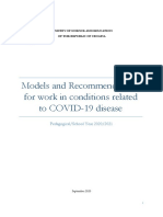 Models and Recommendations For Work in Conditions Related To COVID-19 Disease