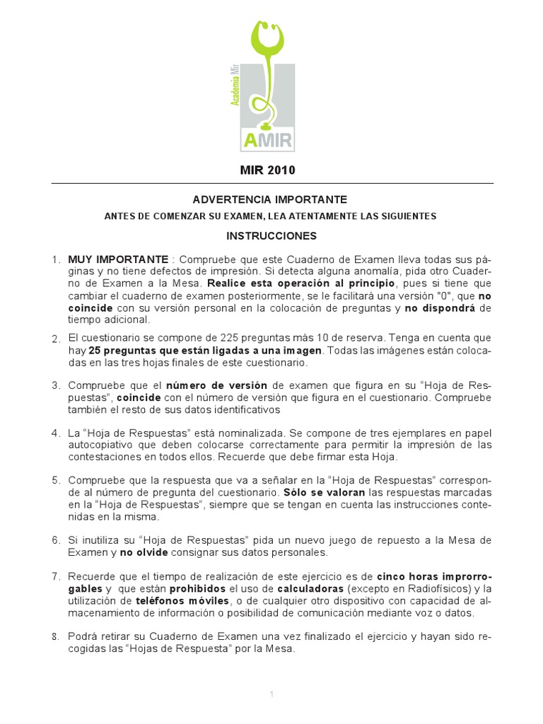 Mir 2010 | PDF | Medicina CLINICA | Especialidades Medicas