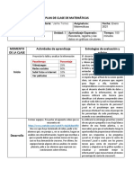 Plan de Clase de Matemáticas