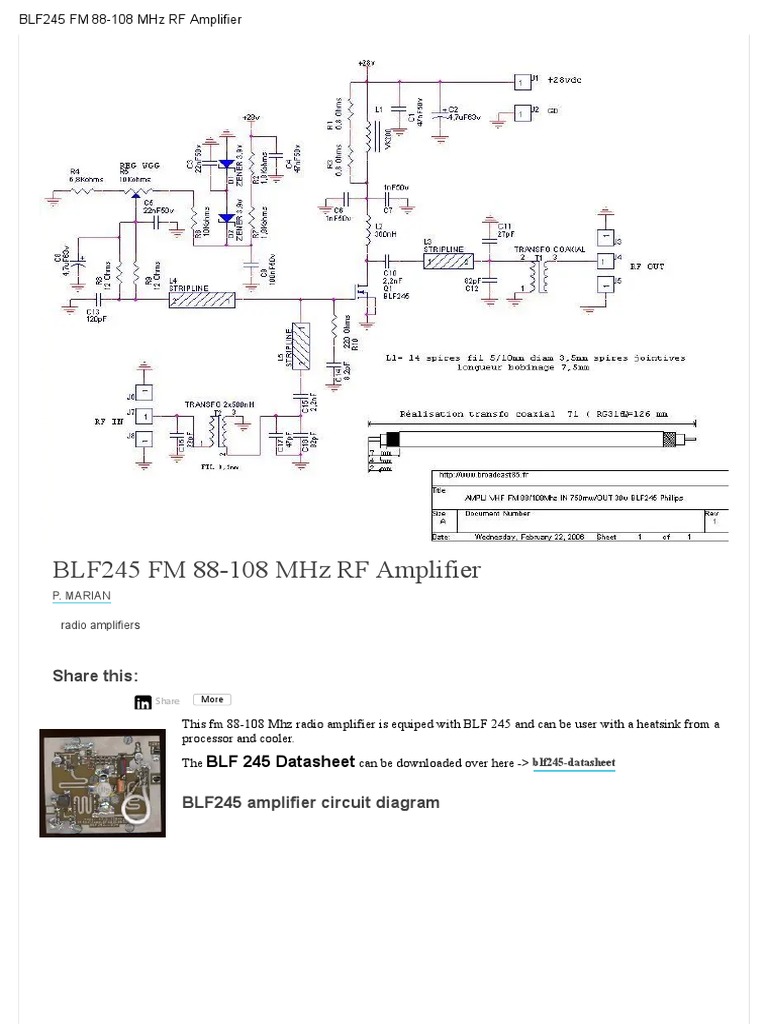 Blf245 FM 88-108 MHZ RF Amplifier | PDF