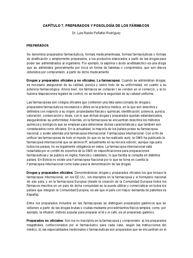 Preparados y Posología de Fármacos | PDF | Medicamentos con receta ...