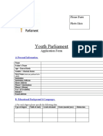 Youth Parliament: Application Form