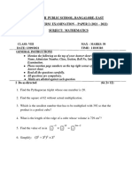 Delhi Public School, Bangalore-East Midterm Examination - Paper 2 (2021 - 2022) Subject: Mathematics
