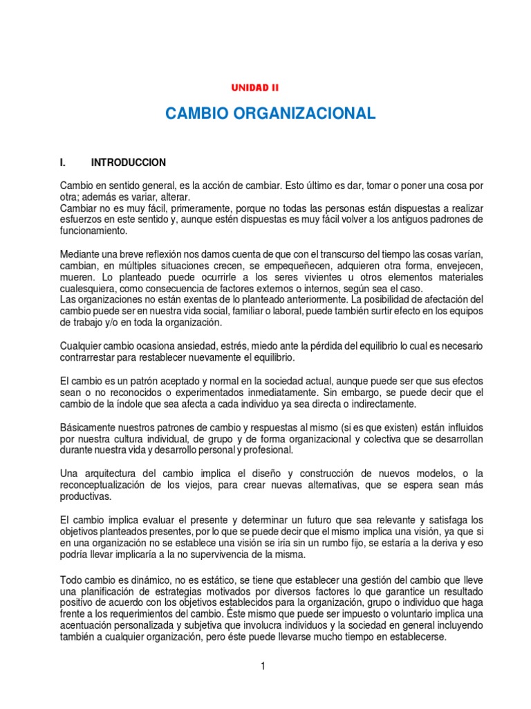 Gestión del Cambio Organizacional | PDF | Aprendizaje | Gestión del cambio