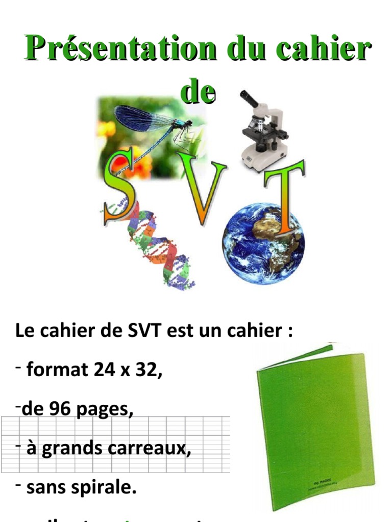 Page De Garde Svt 4eme A Imprimer Presentation Cahier SVT | PDF | Dessin | Crayon