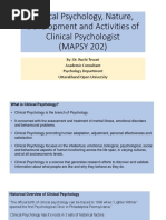 Clinical Psychology, Nature, Development and Activities of Clinical Psychologist (MAPSY 202)