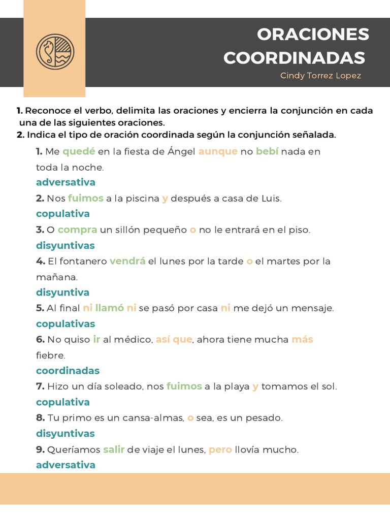 Oraciones Coordinadas | PDF | Artes del Lenguaje y Comunicación ...