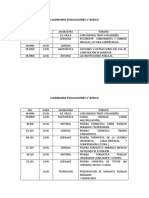 CALENDARIO EVALUACIONES  OCTUBRE