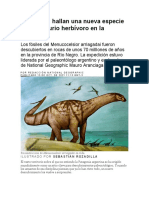 Nueva Especie de Dinosaurio en Argentina