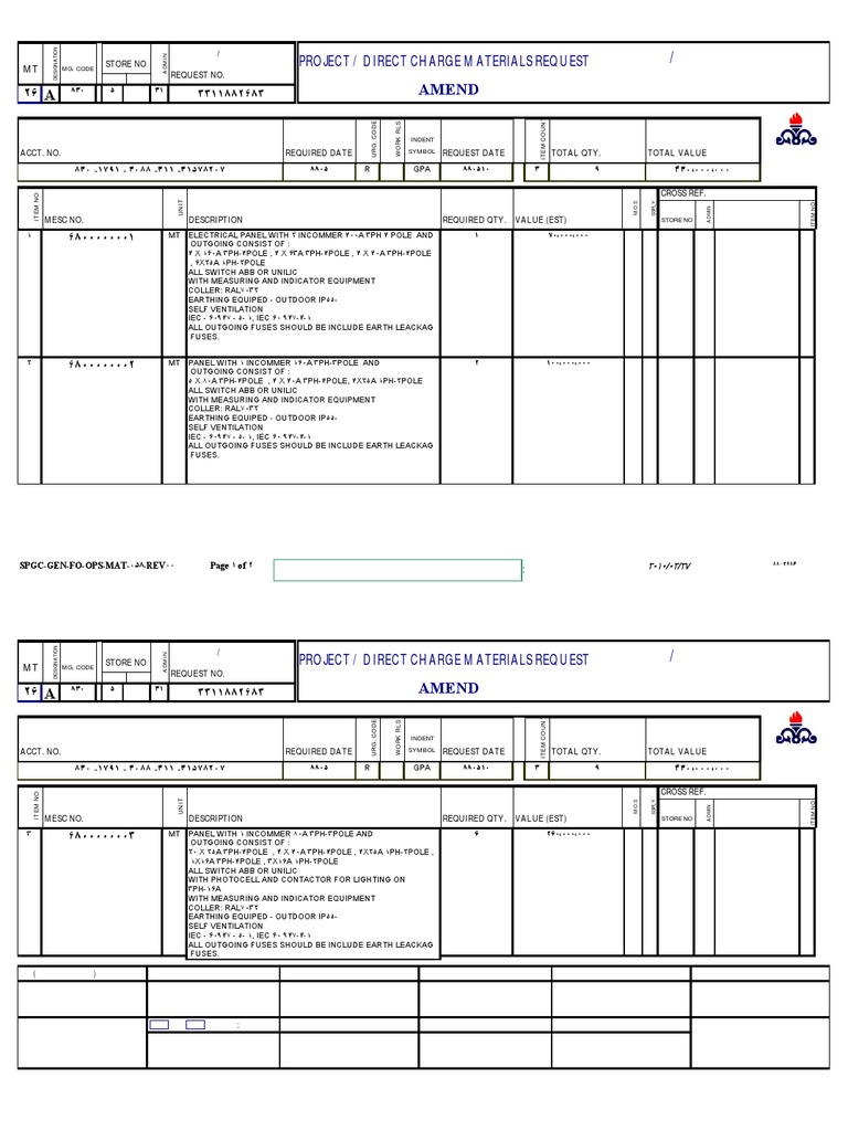 Project Materials Request Form | PDF