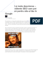 Meta Titlul Și Meta Descrierea - Două Ingrediente SEO Care Pot Face Minuni Pentru Site-Ul Tău În Google