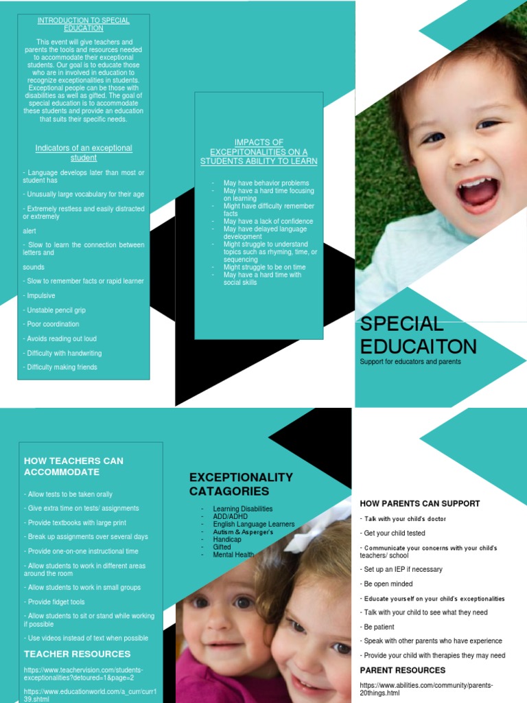Exceptionalities Brochure Final Draft PDF Behavior Modification